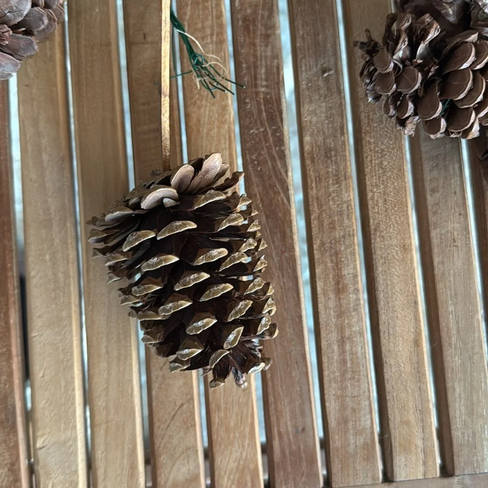 Burlap Jingle Bells Pine Cones Bundle of Jingle Garland, Holly Burlap & Cones